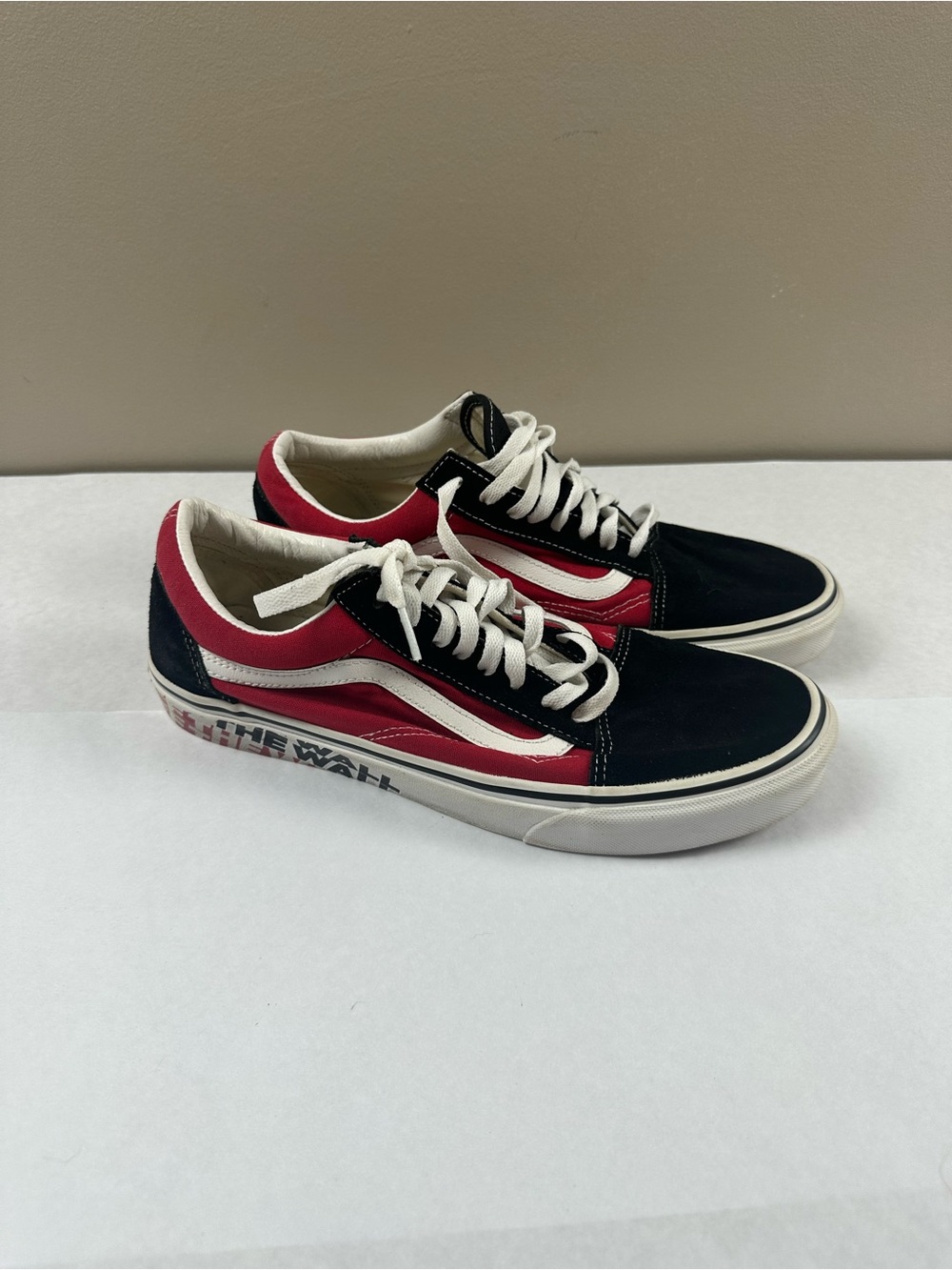 Vans Old Skool Low Top Sneakers in Black, Red & White